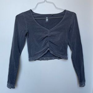 Women's Gray Long Sleeve Top